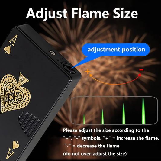 New Poker Lighter Flashlight Turbo Butane Gas Lighter