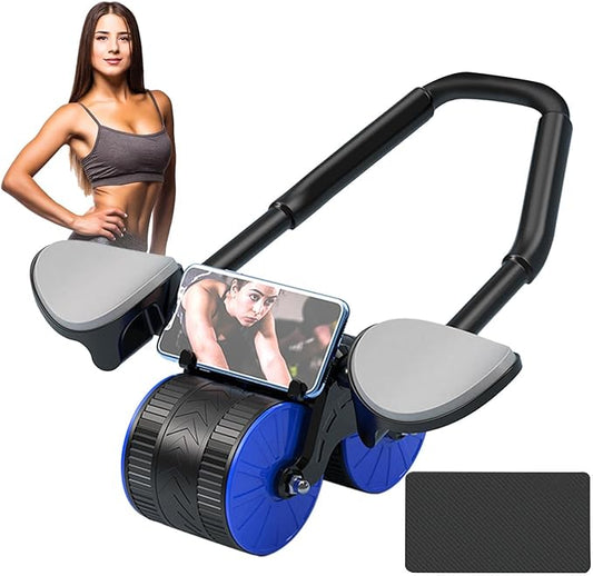 Abdominal Wheel Roller,Automatic Rebound Ab Roller Machine with Elbow Support